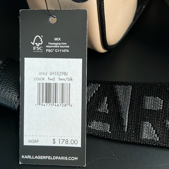 Karl Lagerfeld Black and Cream (Fawn) Crossbody Bag featuring Choupette - Picture 10 of 13